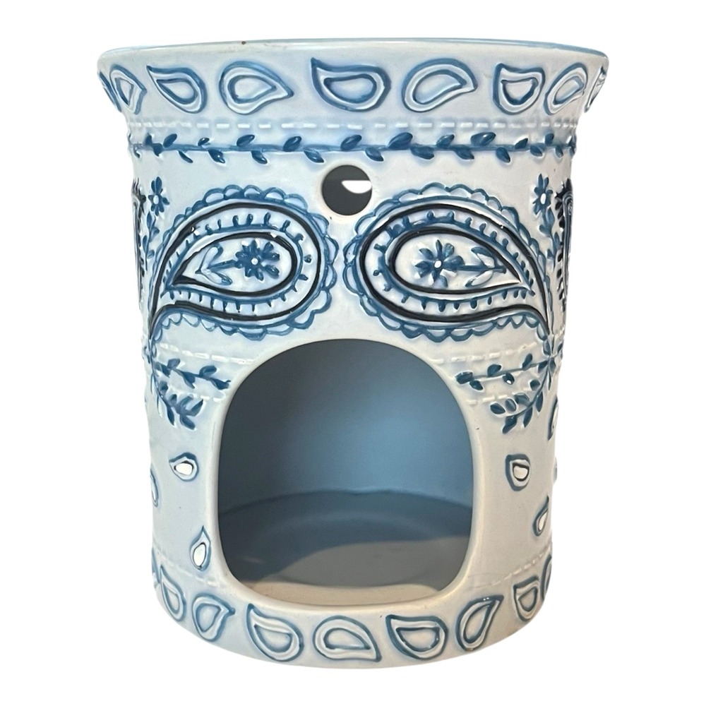 Yankee Candle Blue White Paisley Print Wax Warmer Tea Lite